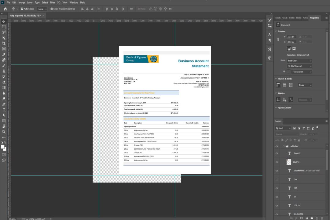 Relevé de compte de la Banque de Chypre au format Word et PDF template Relevé de compte de la Banque de Chypre au format Word et PDF template